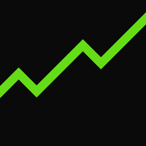 A green arrow pointing upward on a solid black background.