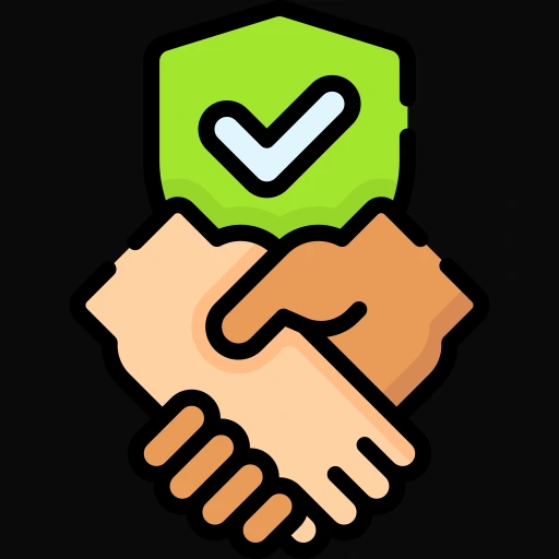 Hands shaking with a green check mark, illustrating a positive agreement or partnership.